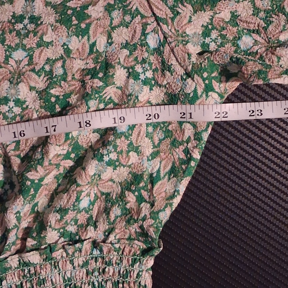 NWT Max Studio London Green Floral Smocked Tiered Maxi Dress 1X Boho Feminine - Picture 11 of 15